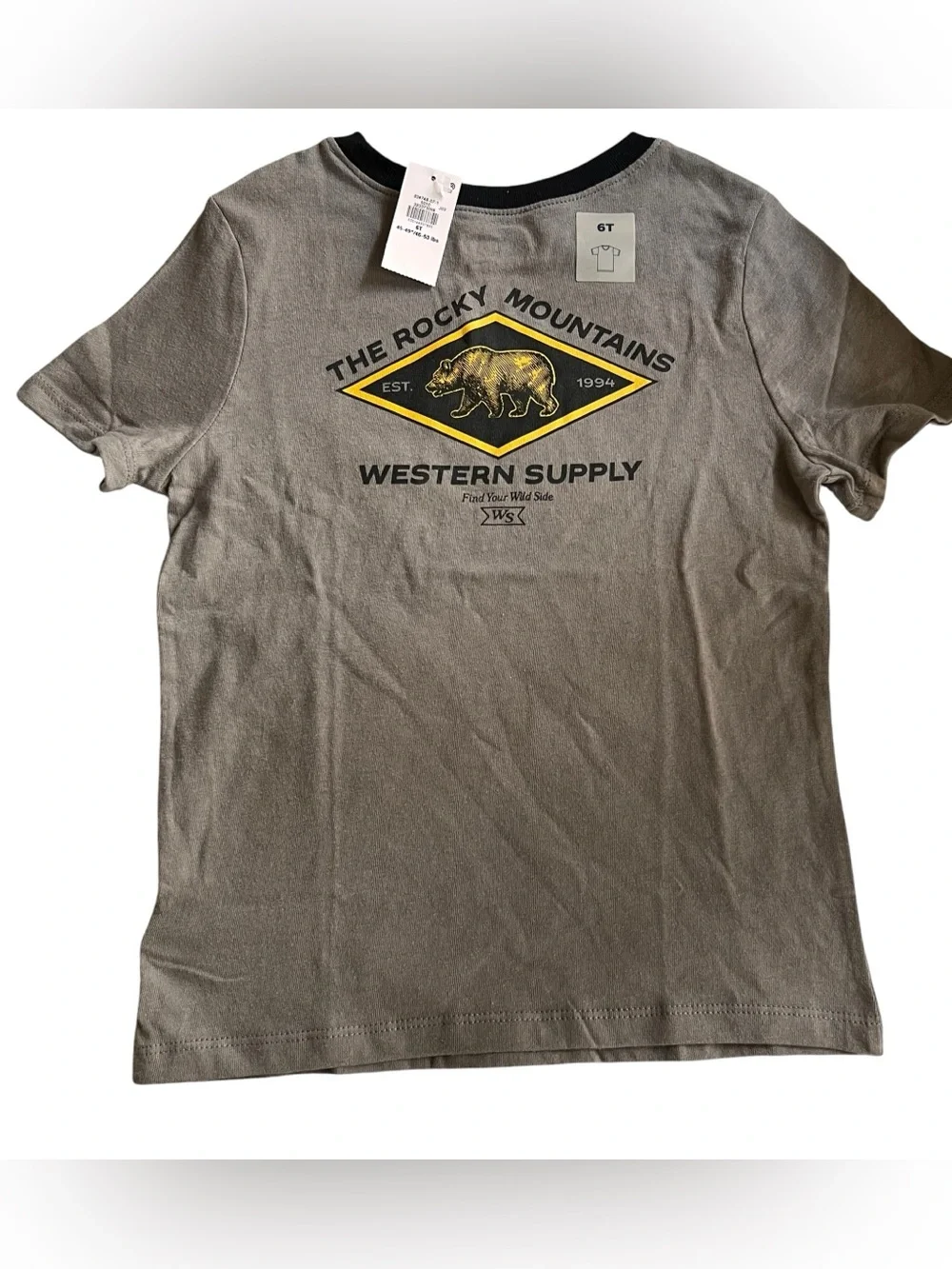 NWT Old Navy Rocky Mountains Bear Graphic Tee Gray Boys Size 6T